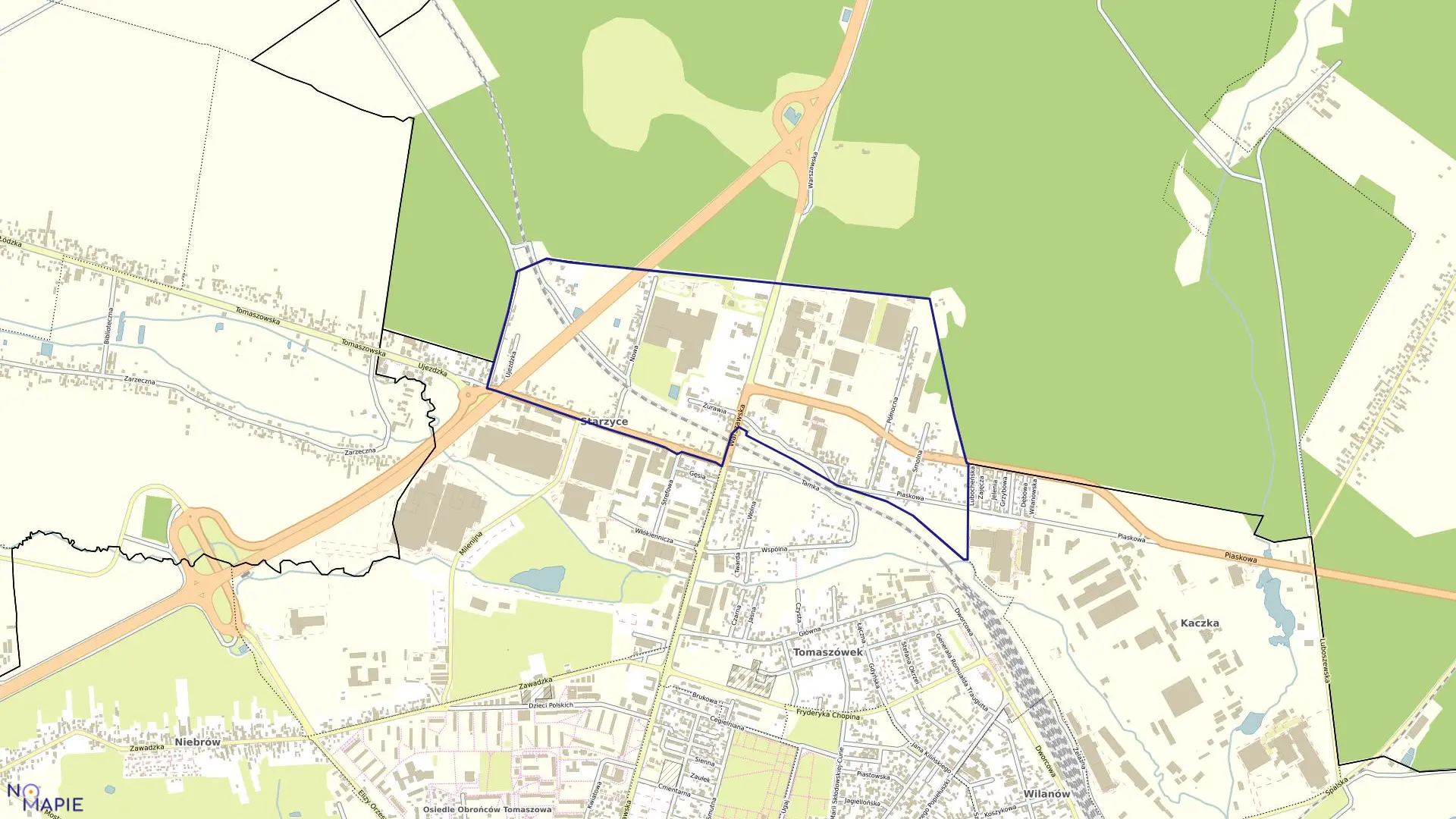 Mapa obrębu 1 w mieście Tomaszów Mazowiecki