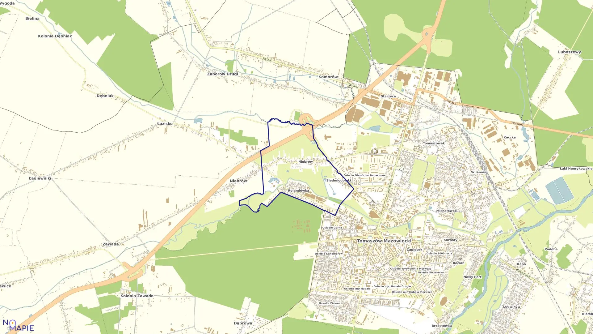 Mapa obrębu 10 w mieście Tomaszów Mazowiecki