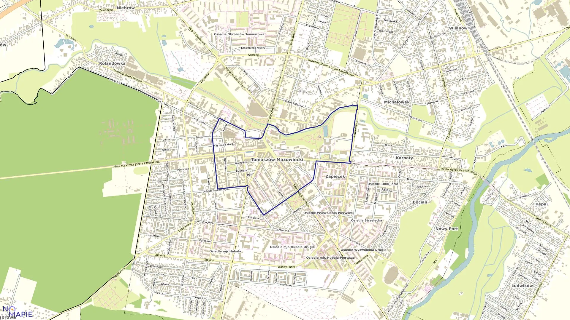 Mapa obrębu 12 w mieście Tomaszów Mazowiecki