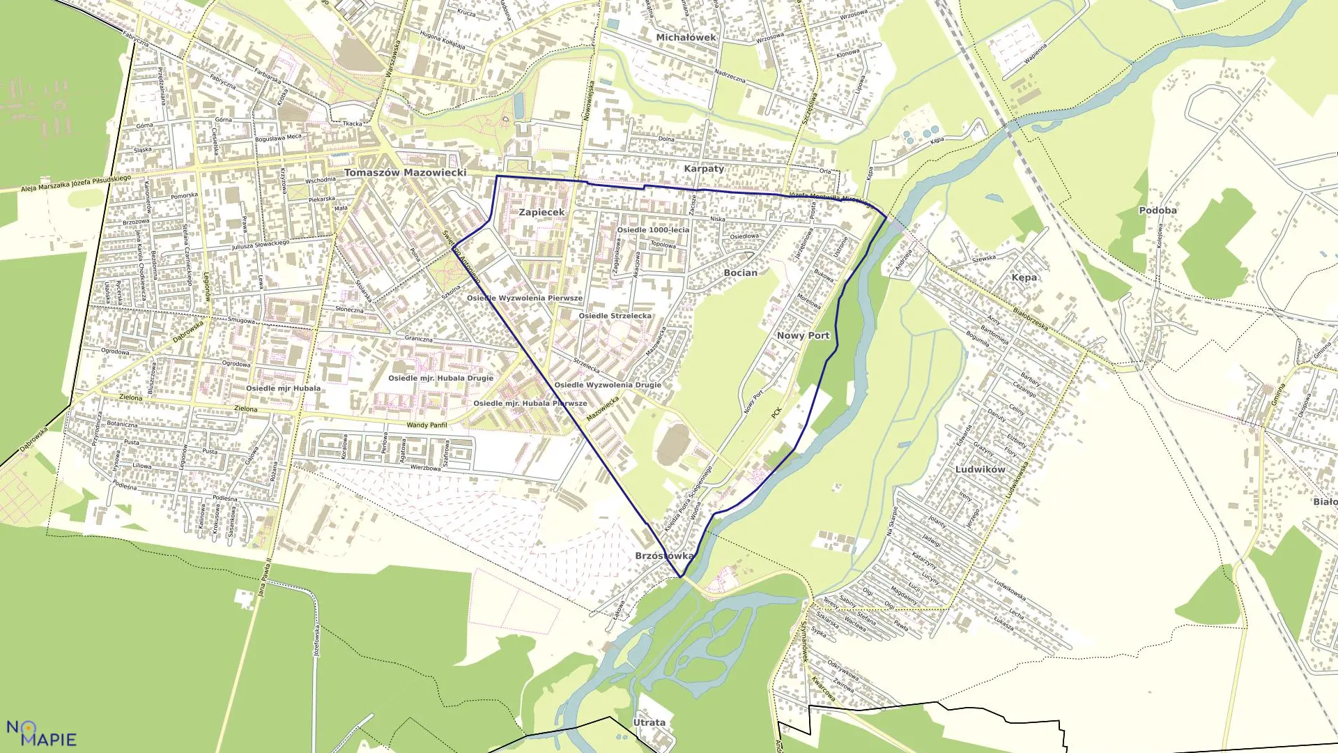 Mapa obrębu 13 w mieście Tomaszów Mazowiecki