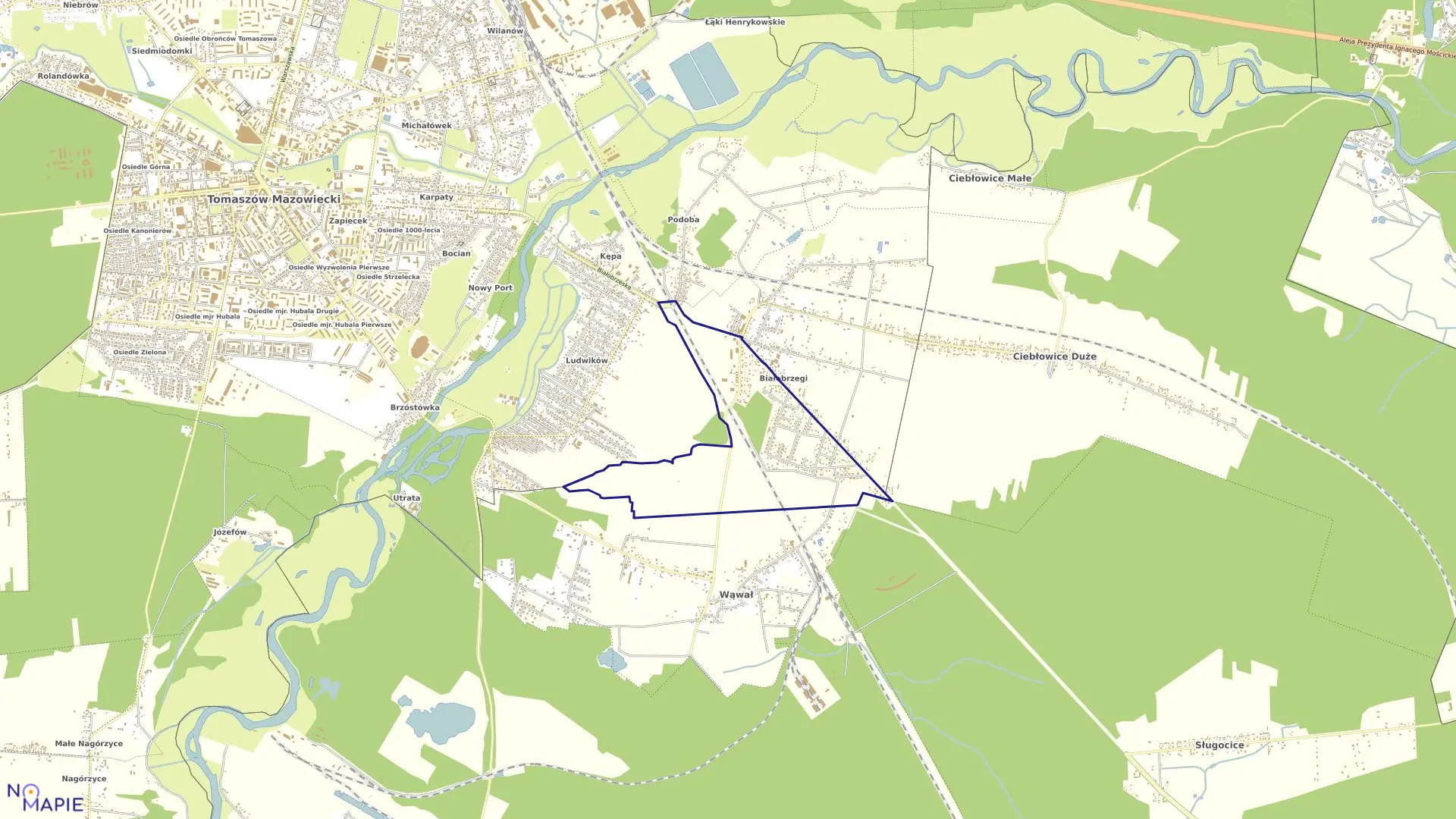 Mapa obrębu 19 w mieście Tomaszów Mazowiecki