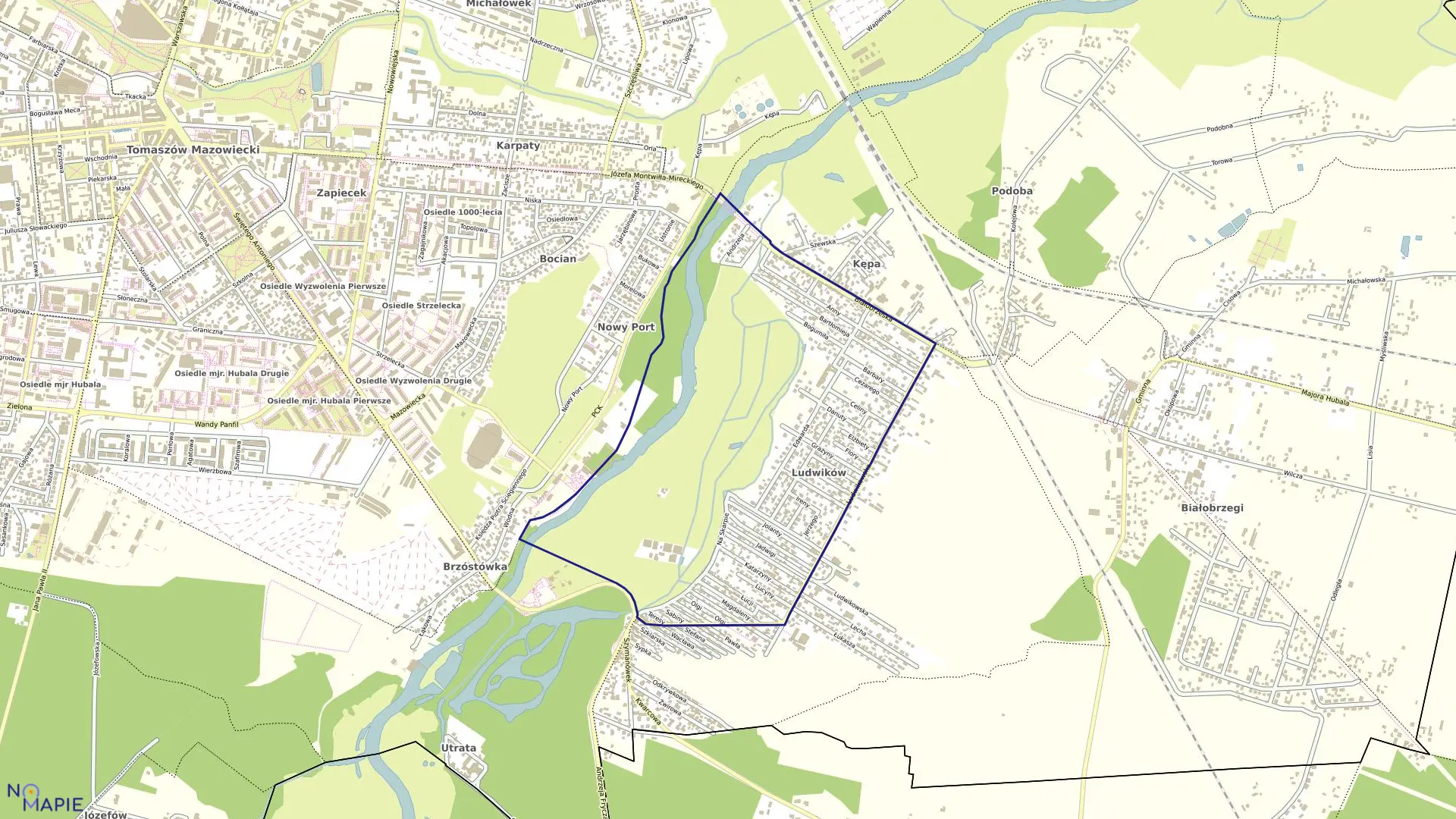 Mapa obrębu 21 w mieście Tomaszów Mazowiecki