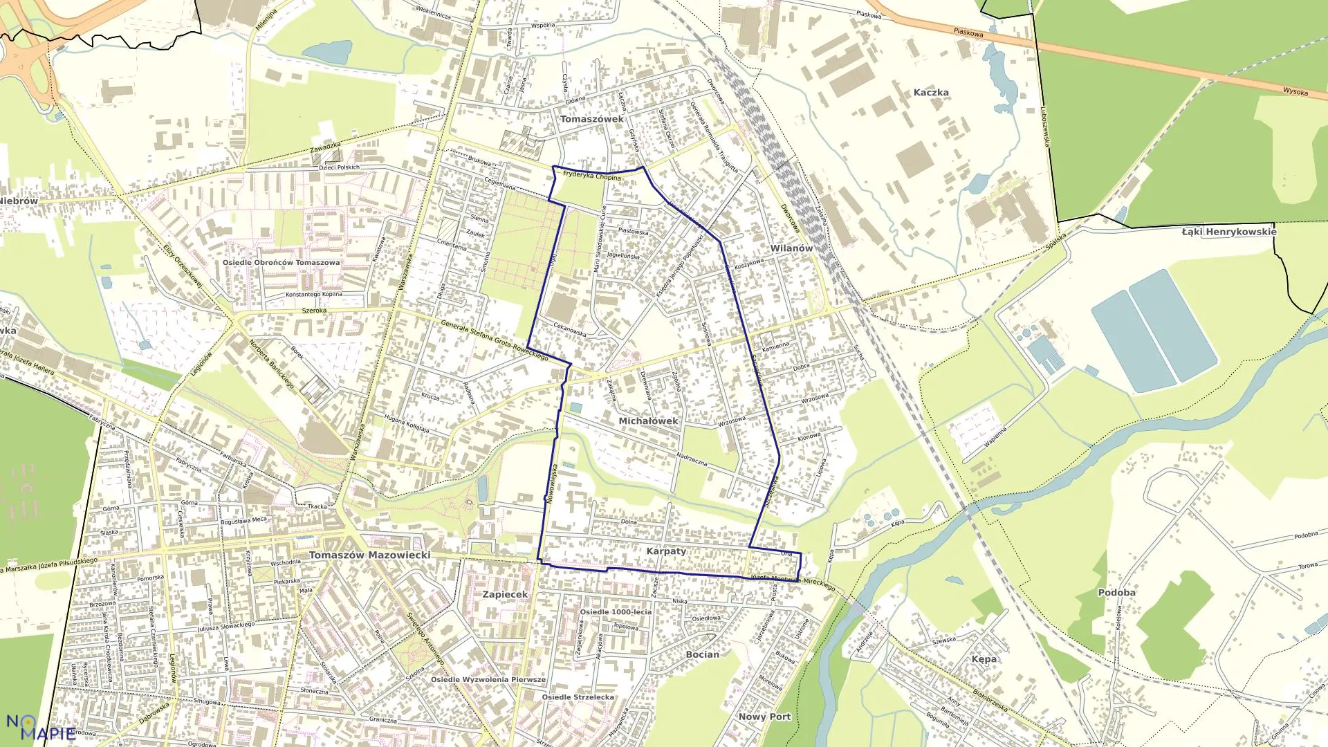 Mapa obrębu 7 w mieście Tomaszów Mazowiecki